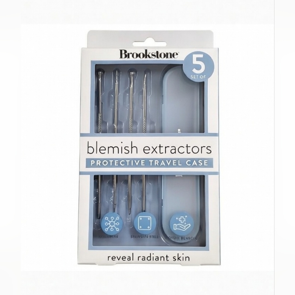 Brookstone Stainless Steel Blemish Extractors Set Of 5 NWT In Box